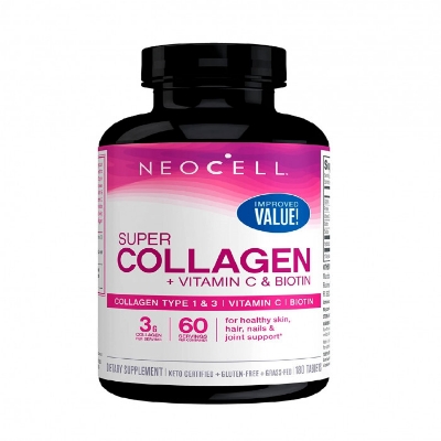 Picture of NeoCell Super Collagen Peptides + Vitamin C & Biotin, 3g Collagen Per Serving, Gluten Free, Promotes Healthy Hair, Beautiful Skin, and Nail Support, Dietary Supplement, 180 Tablets