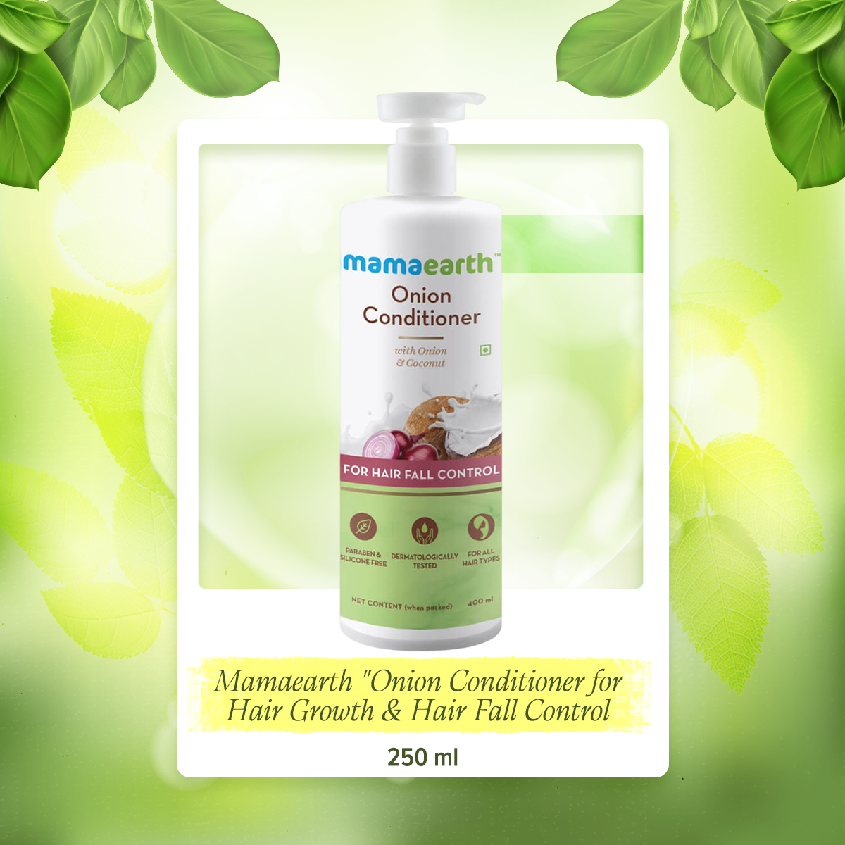 Picture of Mamaearth "Onion Conditioner for Hair Growth & Hair Fall Control with Coconut Oil 250ml" (250 ml)