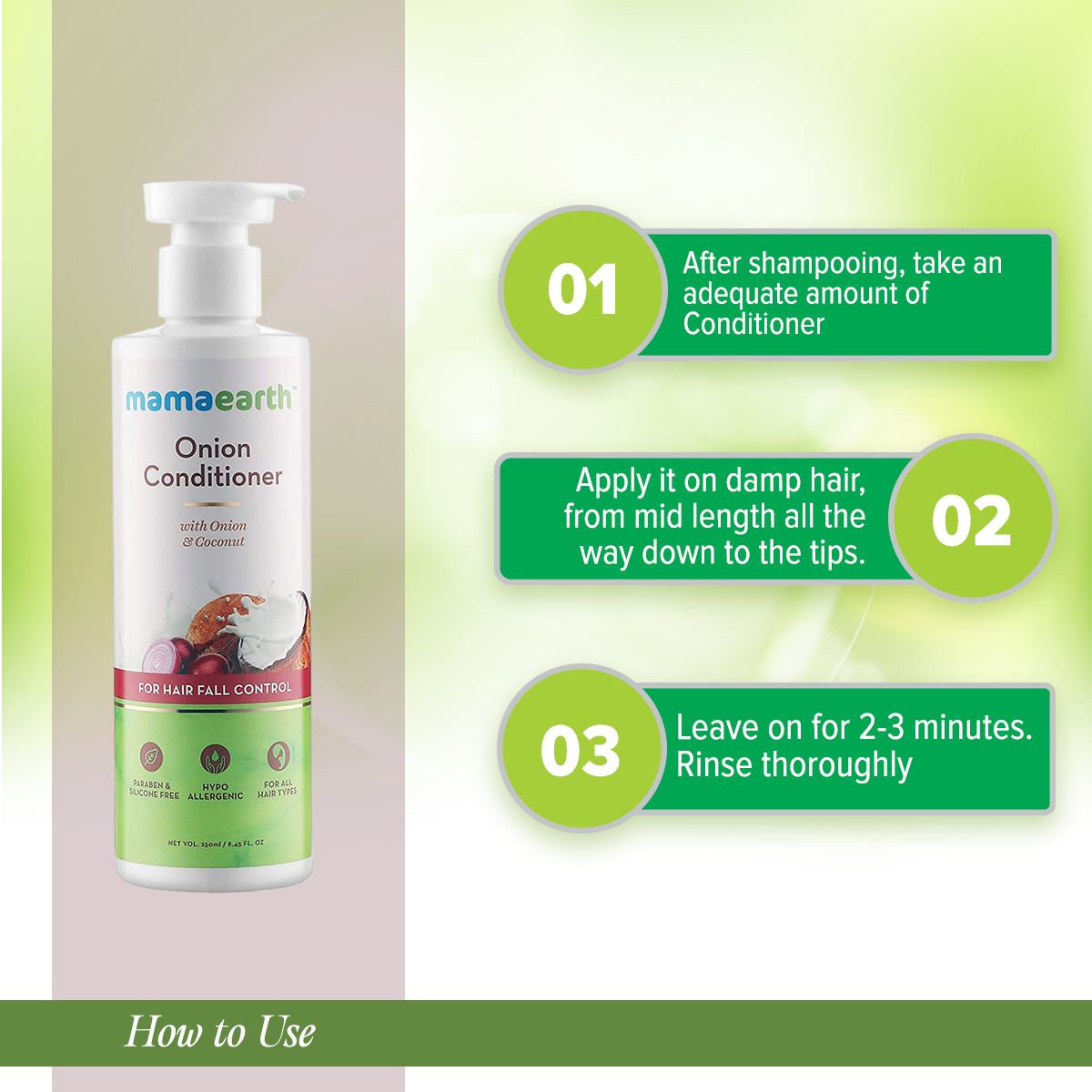 Picture of Mamaearth "Onion Conditioner for Hair Growth & Hair Fall Control with Coconut Oil 250ml" (250 ml)
