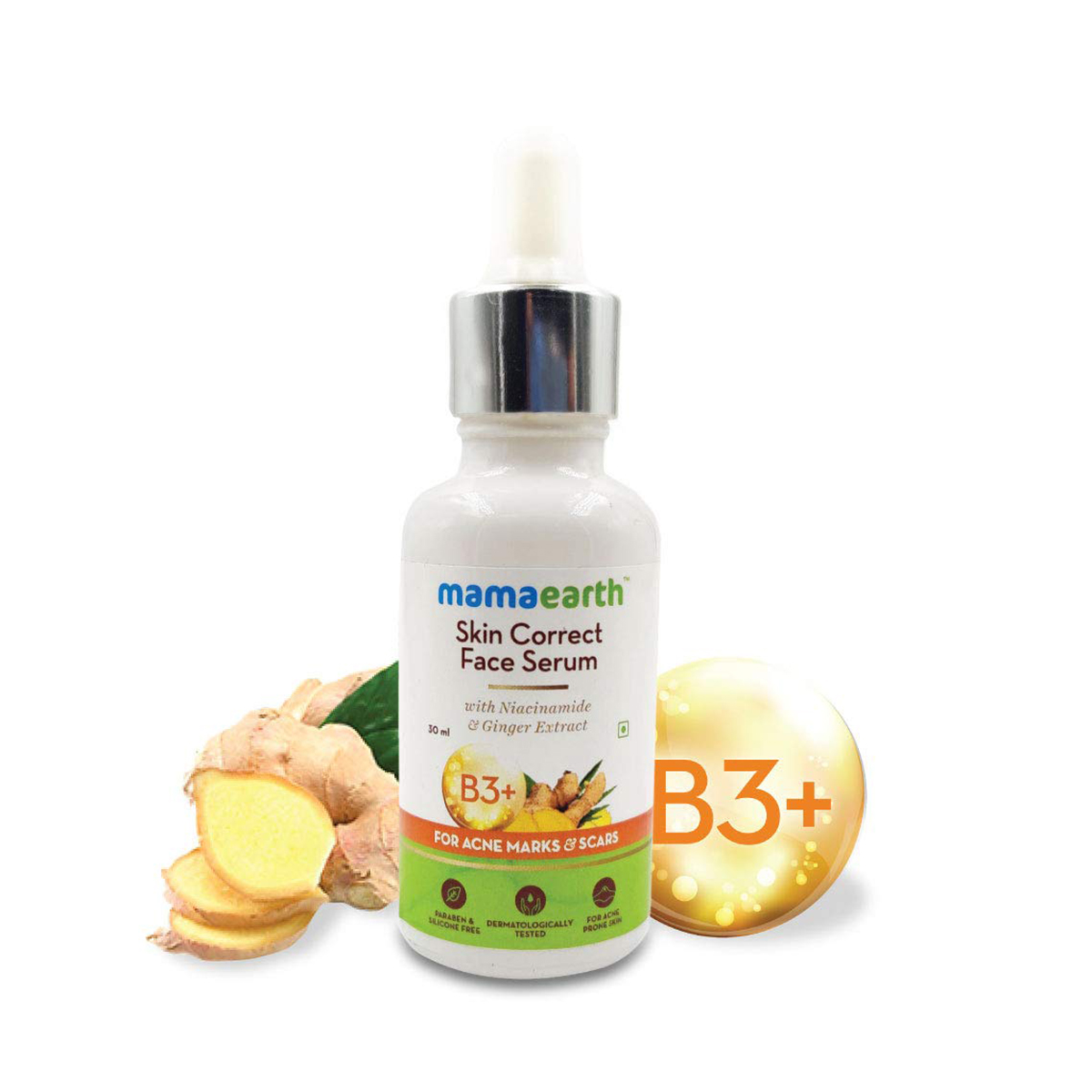 Picture of Mamaearth Skin Correct Face Serum with Niacinamide and Ginger Extract for Acne Marks & Scars - 30 ml