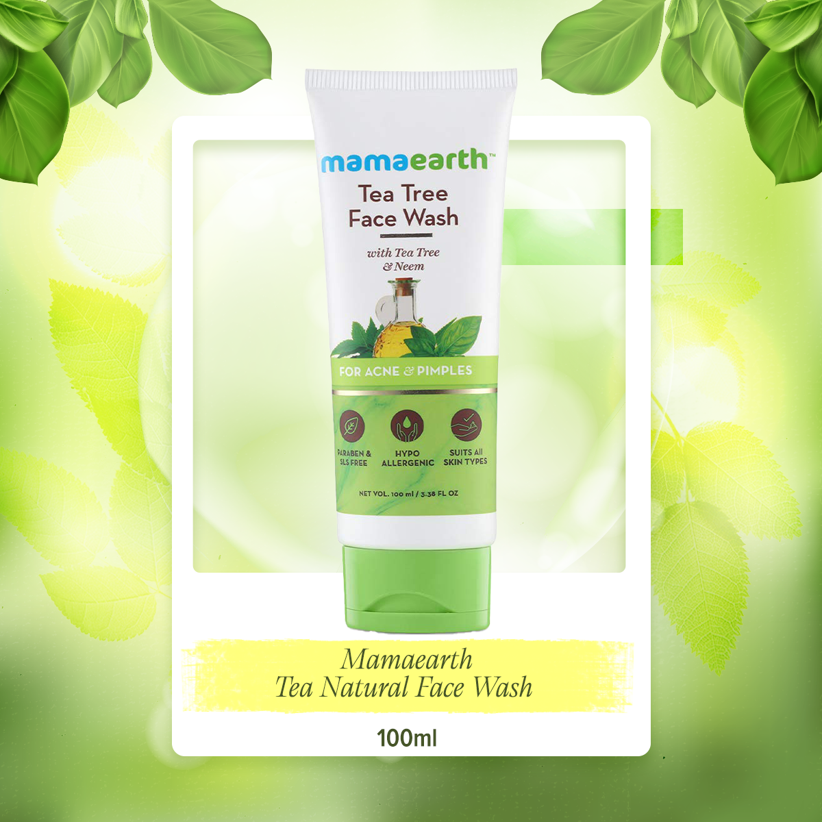 Picture of Mamaearth Tea Natural for Acne & Pimples Wash 100 ml(packaging may vary)