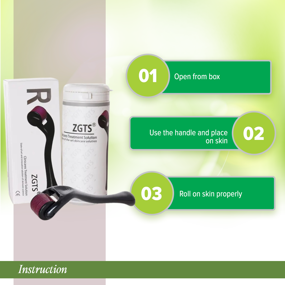 Picture of Zgts Derma Roller 1.5mm -540 titanium needless - Black Head Remover