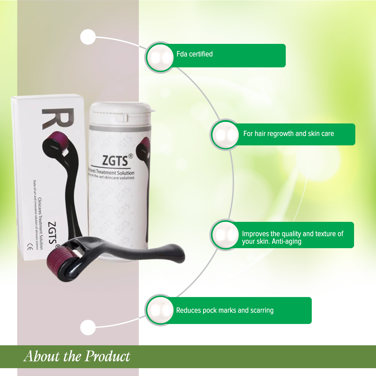 Picture of zgts derma roller 1 mm -540 titanium needless