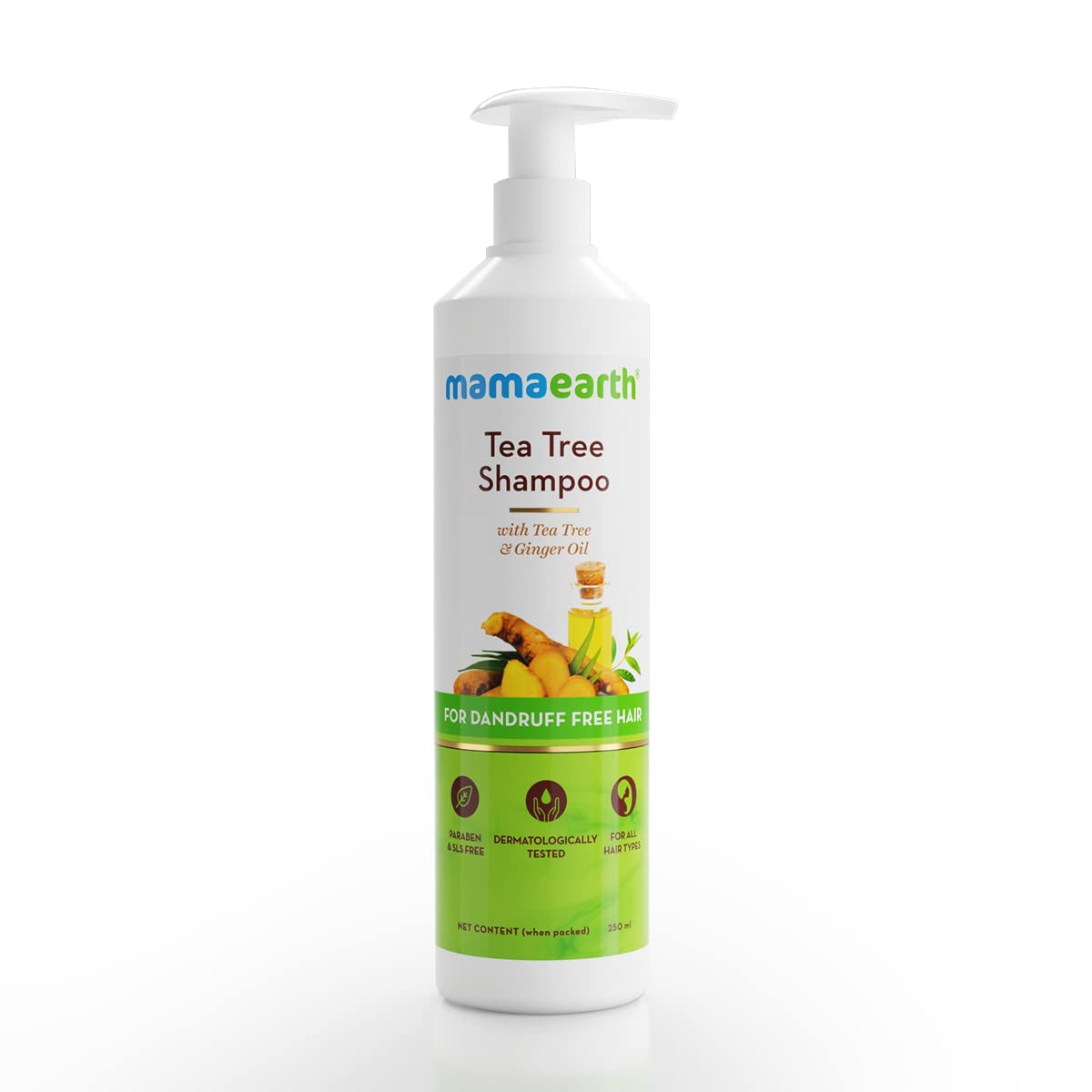 Picture of Mamaearth Tea Tree Anti Dandruff Shampoo, With Tea Tree & Ginger Oil, 250ml - Shampoo