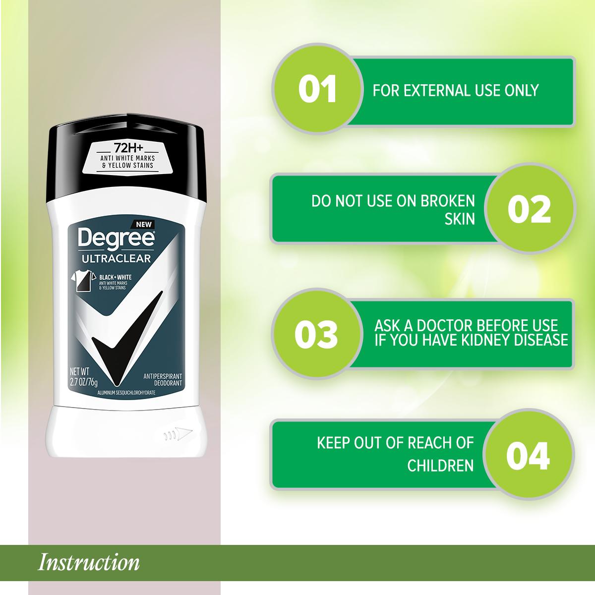 Picture of Degree Men UltraClear Antiperspirant Protects from Deodorant Stains Black + White Mens Deodorant 2.7 oz