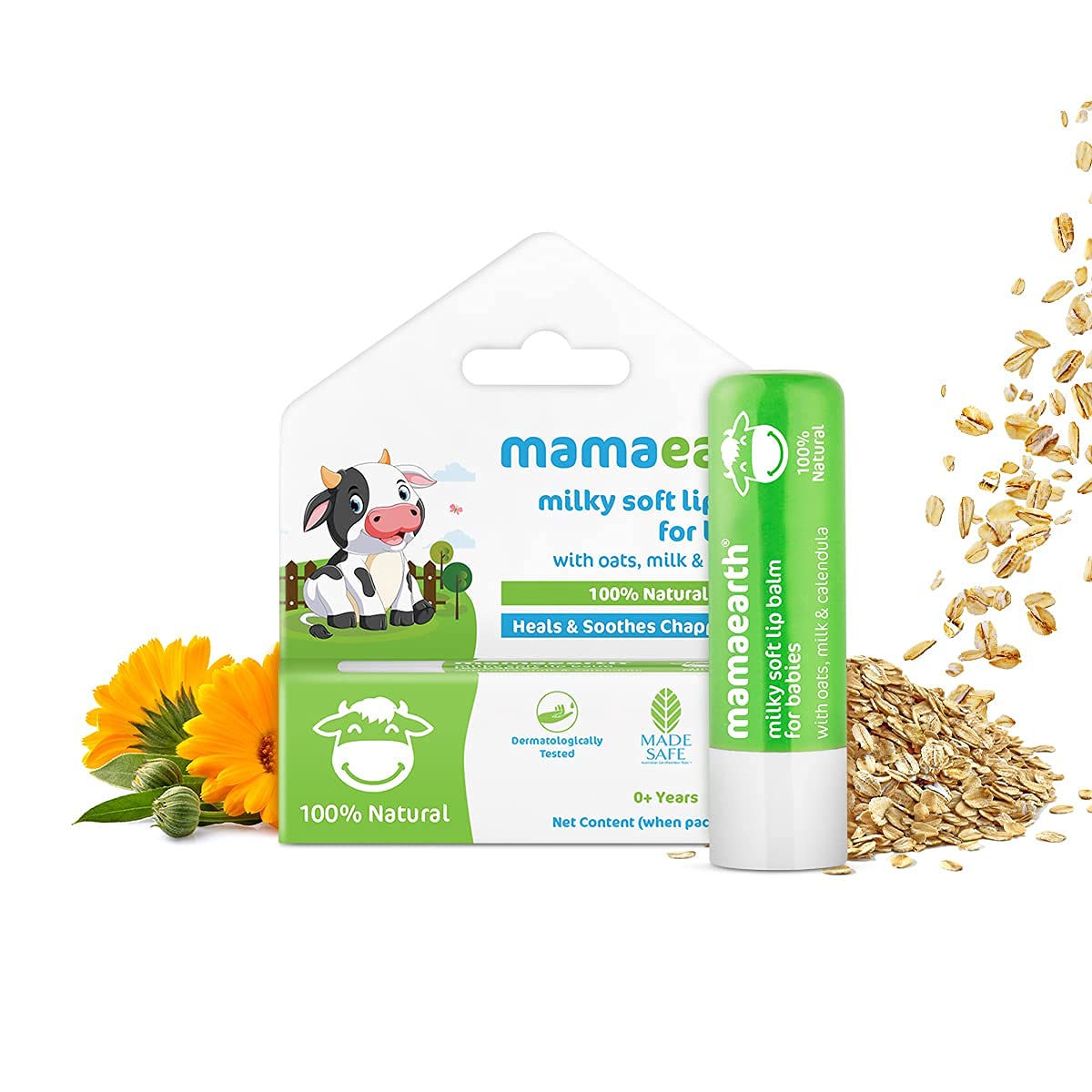 Picture of Mamaearth 100% Natural Milky Soft Lip Balm for Kids,Babies for 12 Hour Moisturization, with Oats, Milk & Calendula-4g