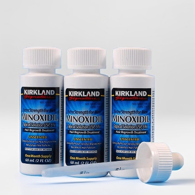 Picture of kirkland minoxidil 5% three Months Supply Package Includes Child Resistant Dropper Applicator