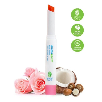 Picture of Mamaearth Rose Tinned 12 Hours Brigmht Lipswith Rose And Moisturization 2Gm Natural Lip Left For Castor Oil - Lip Balm