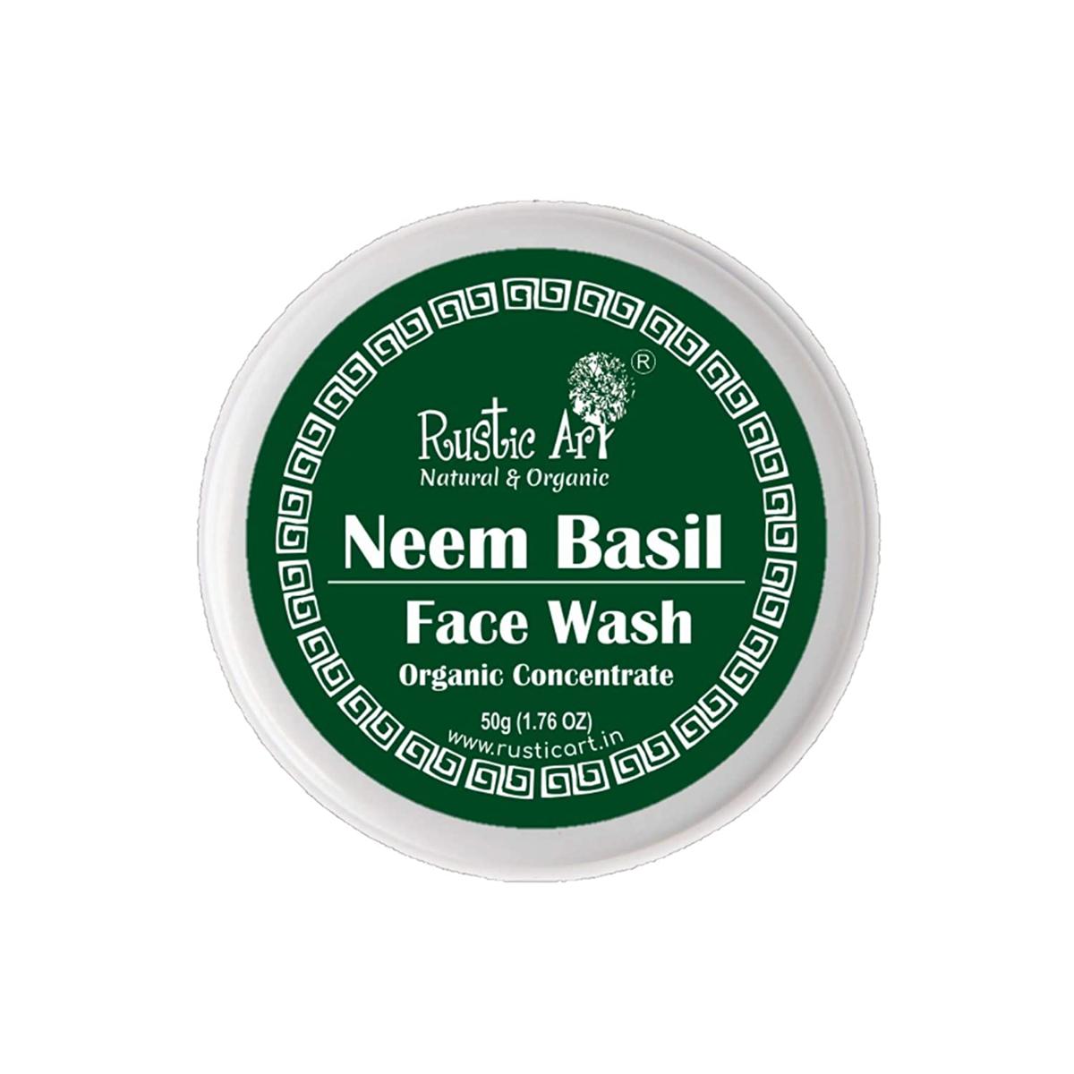 Picture of Rustic Art Organic Neem Basil Face Wash Concentrate for Mild Exfoliation-50 gram