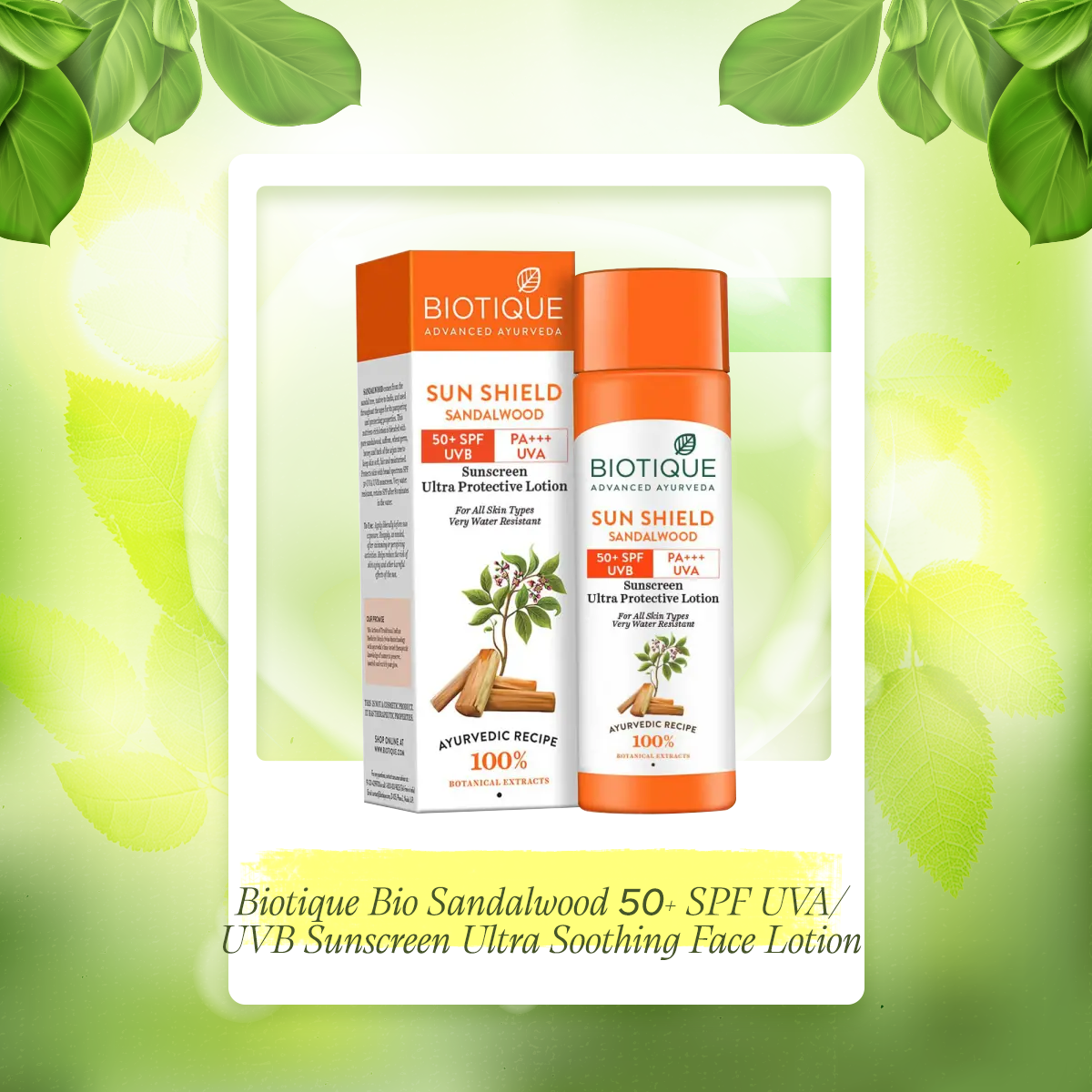 Picture of Biotique Bio Sandalwood 50+ SPF UVA/UVB Sunscreen Ultra Soothing Face Lotion-120 ml