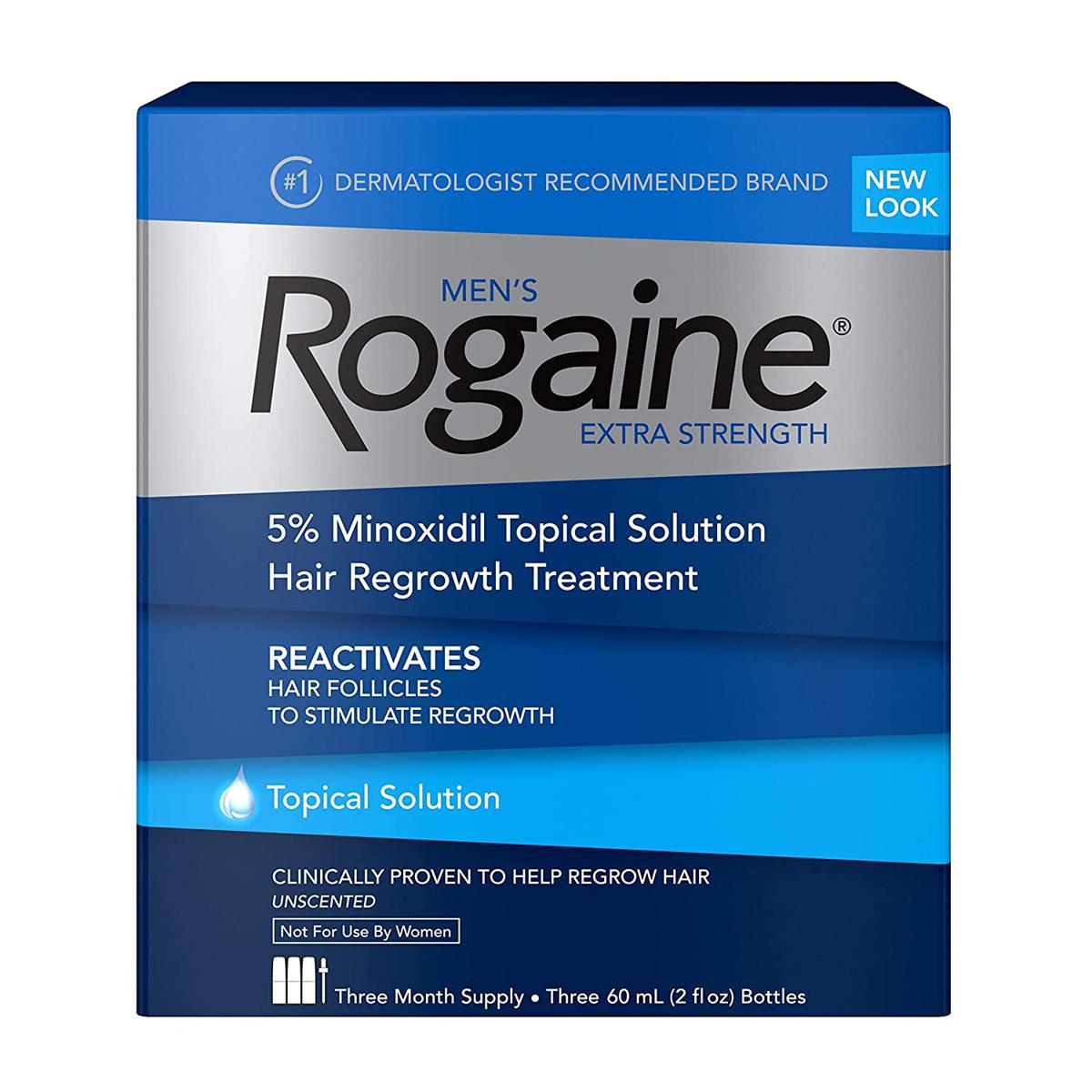 Picture of Rogaine Men's Extra Strength 5% Minoxidil Topical Solution for Hair Loss and Regrowth-3 Months Supply