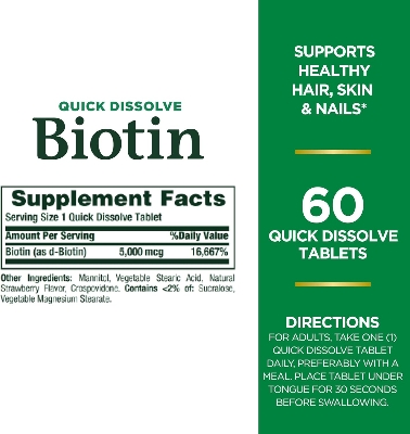 Picture of Nature's Bounty biotin 5000 mcg-60 Quick Dissolve