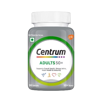 Picture of Centrum Adult 50+, World's No.1 Multivitamin with Calcium, Vitamin D3 & 21 other Nutrients for Overall Health, Strong Joints & Heart Health (Veg) 30 Tablets