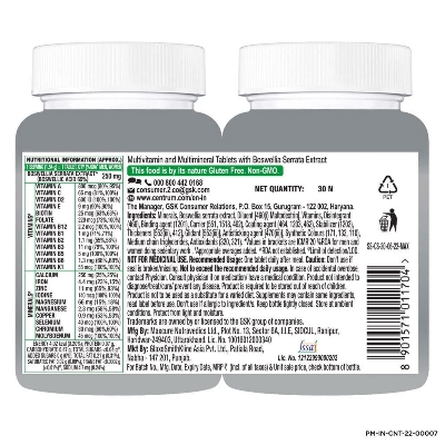 Picture of Centrum Adult 50+, World's No.1 Multivitamin with Calcium, Vitamin D3 & 21 other Nutrients for Overall Health, Strong Joints & Heart Health (Veg) 30 Tablets