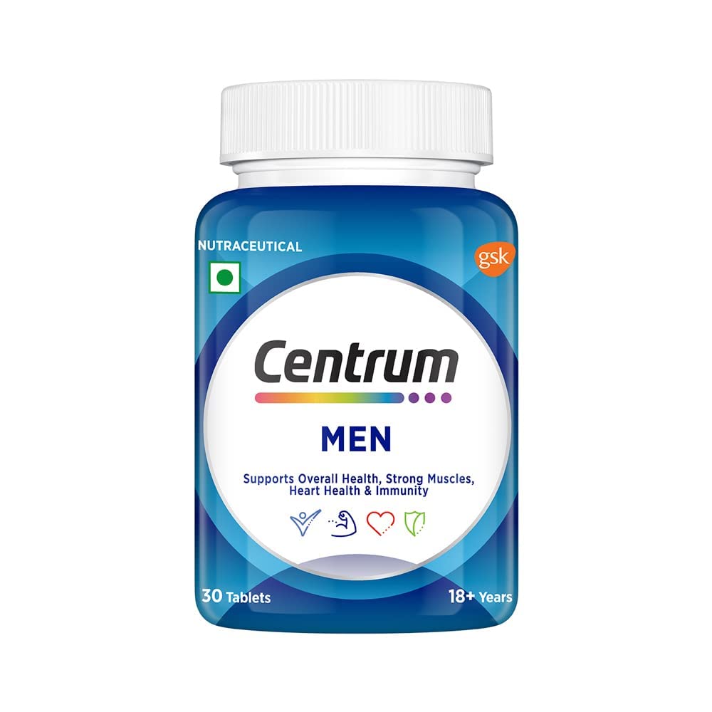 Picture of Centrum Men Tablet, World's No.1 Multivitamin with Grape seed extract, Vitamin C & 21 other nutrients for Overall Health, Strong Muscles & Immunity (Veg) 30s