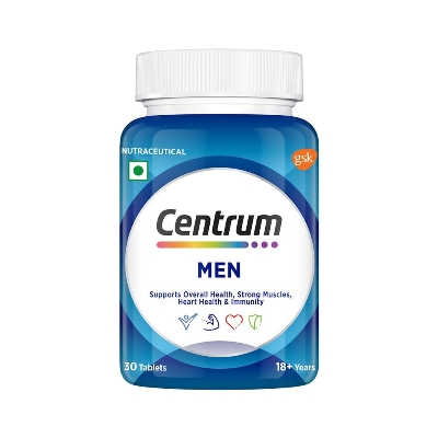 Picture of Centrum Men Tablet, World's No.1 Multivitamin with Grape seed extract, Vitamin C & 21 other nutrients for Overall Health, Strong Muscles & Immunity (Veg) 30s