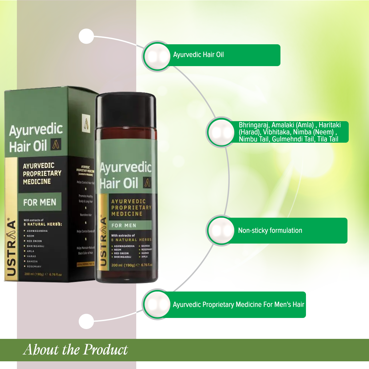 Picture of Ustraa Ayurvedic Hair Oil-200ml