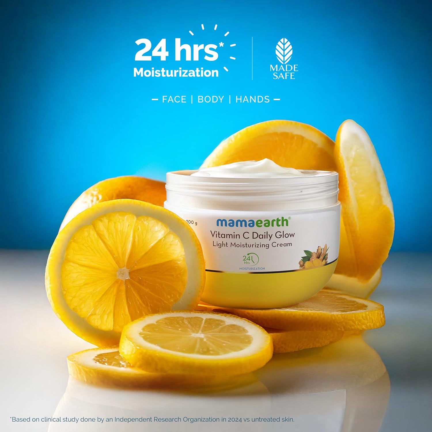 Picture of Mamaearth Vitamin C Daily Glow Light Moisturizing Cream with Vitamin C & Turmeric 200g | For Face, Hand & Body | 24H Moisturization | Quick Absorbing, Non-Greasy | Soft Moisturizer