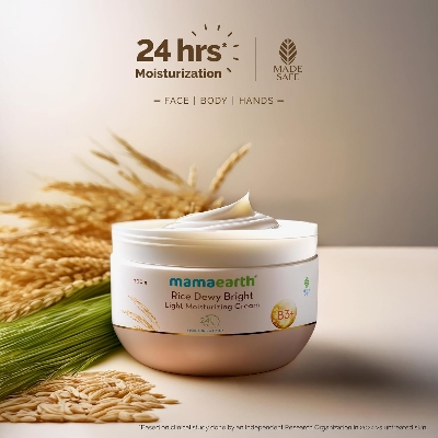 Picture of Mamaearth Rice Dewy Bright Light Moisturizing Cream With Rice Water & Niacinamide For Glass-Skin 200G |For Face, Hands & Body|24H Long-Lasting Moisturization|Non-Greasy Quick Absorbing, All Skintypes