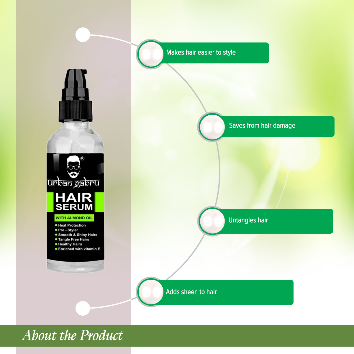 Picture of UrbanGabru Hair Serum for Men & WomenSoft & Silky Touch-100 ml