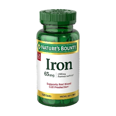Picture of Nature's Bounty Iron 65mg - 325 mg Ferrous Sulfate - Cellular Energy Support, Promotes Normal Red Blood Cell Production -100 Tablets