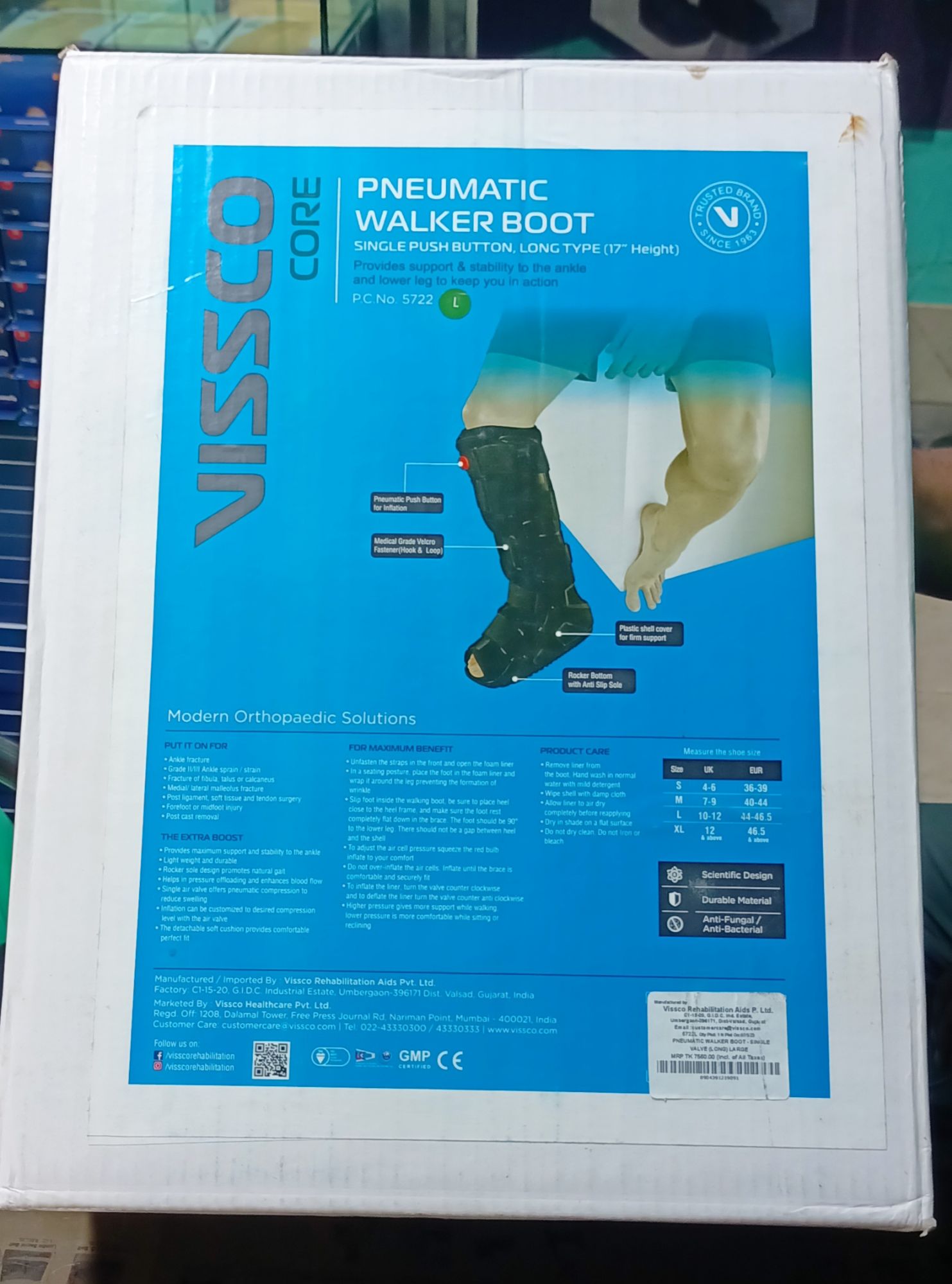 Picture of Air walker boot long,(peneumatic walker boot single push Button 17" height )