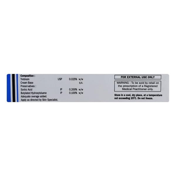 Picture of Tretin 0.025% Cream for acne treatment and pores-30 gram (packaging may vary)
