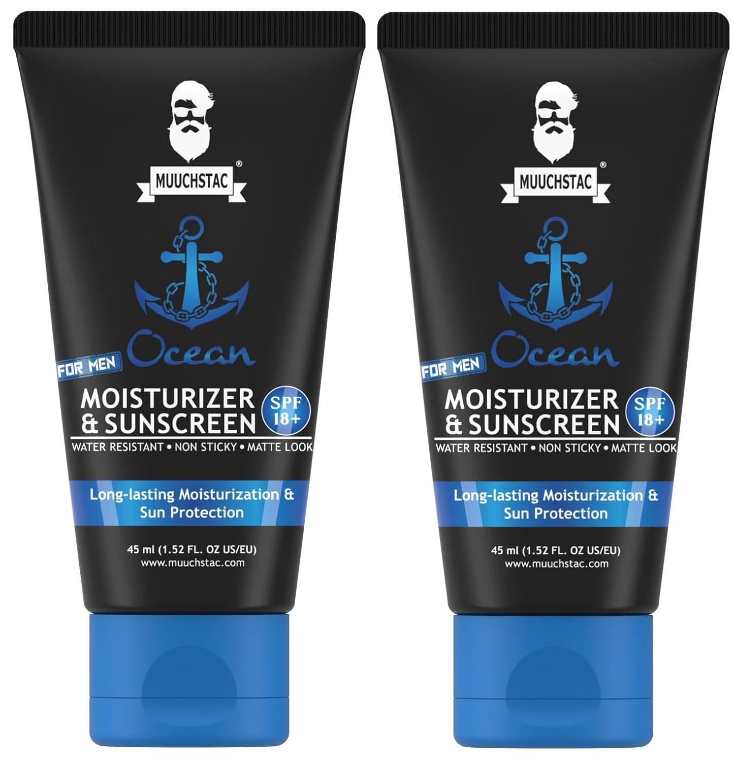 Picture of Muuchstac Mens Ocean Moisturizer & Sunscreen Matte Look Spf 18+ Cream With Turmeric & Aloe Vera Beads, Non-Sticky & Water Resistant 45 Ml - All