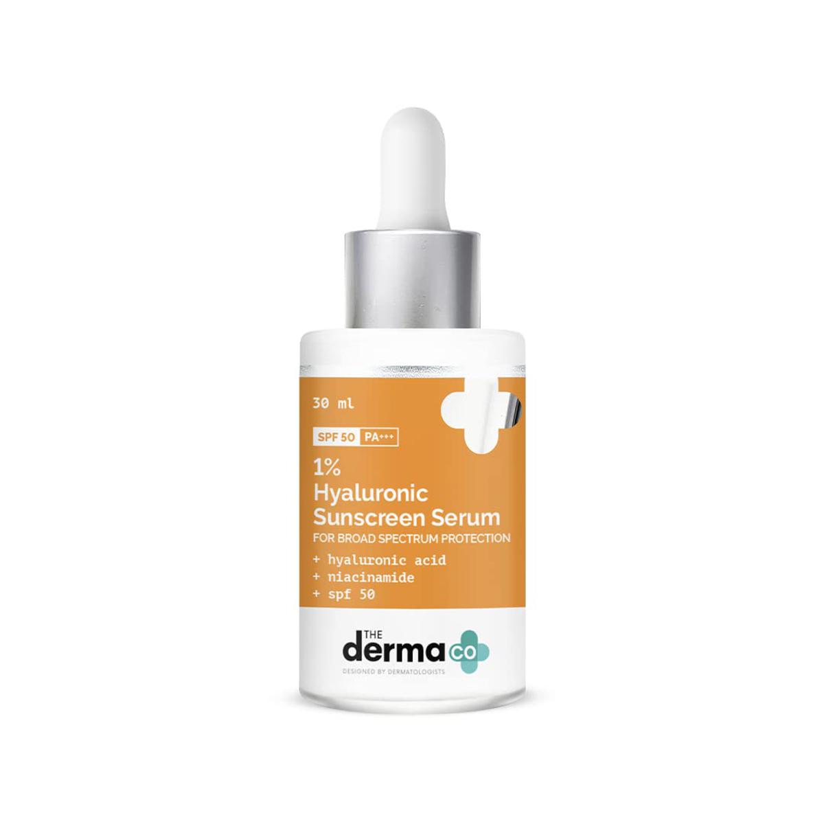 Picture of The Derma Co 1% Hyaluronic Acid Sunscreen Serum with SPF 50-30 ml