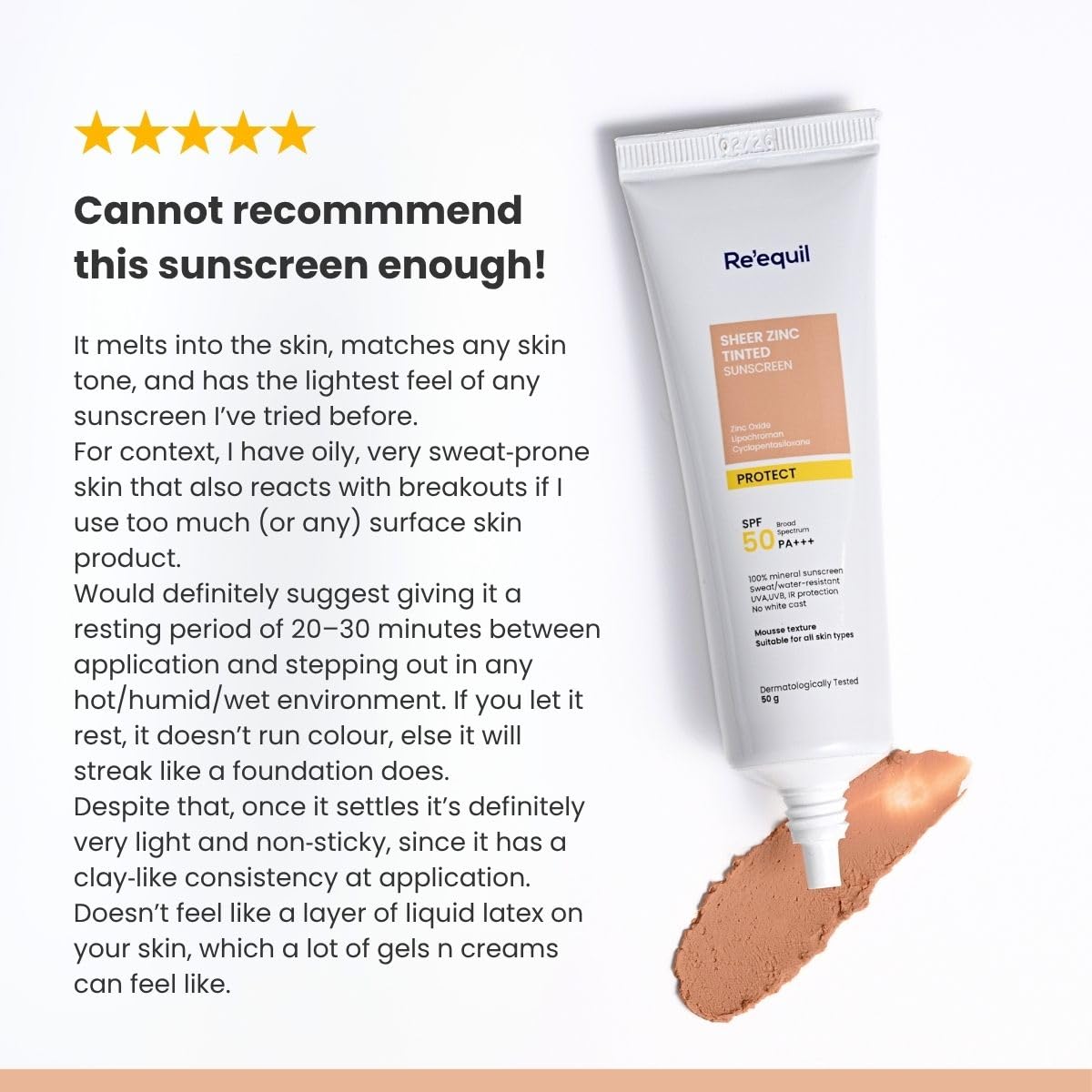Picture of Re'equil Sheer Zinc Tinted Mineral based Sunscreen-50 gram
