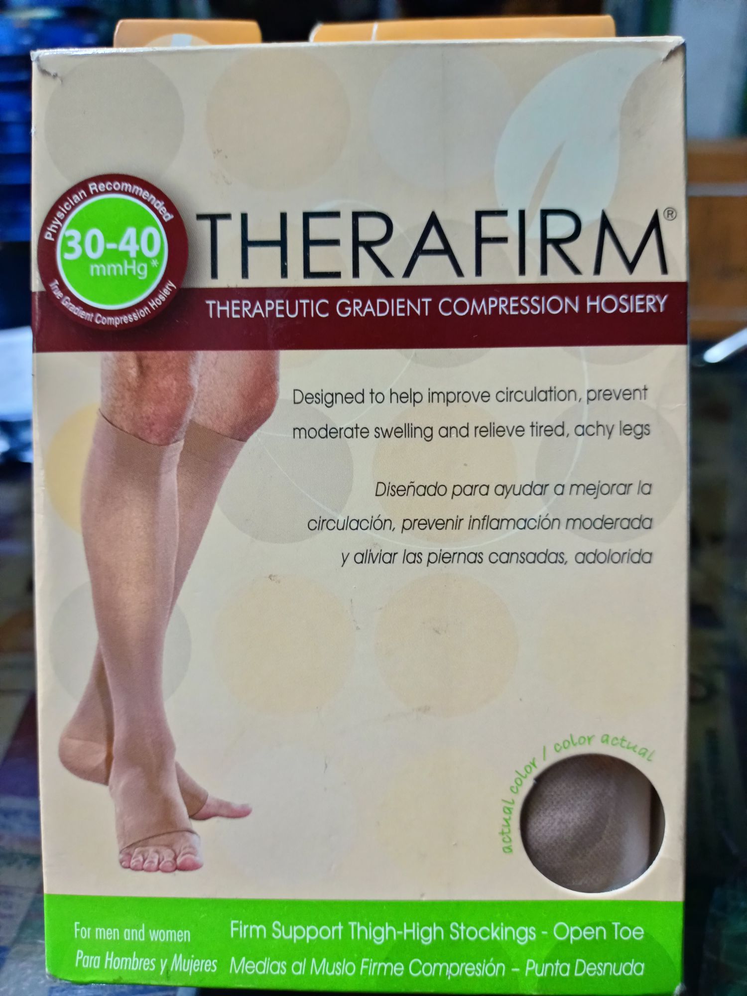 Picture of Therafirm Knee High Compression Stockings 30-40 mmgh