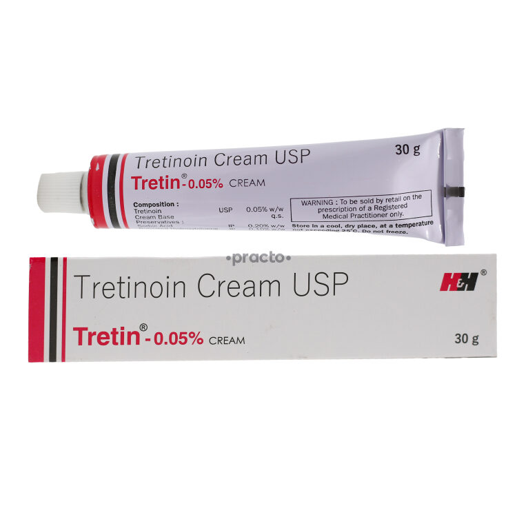 Picture of Tretin 0.05% Cream for treatment of acne a common skin condition that occurs-30 gram