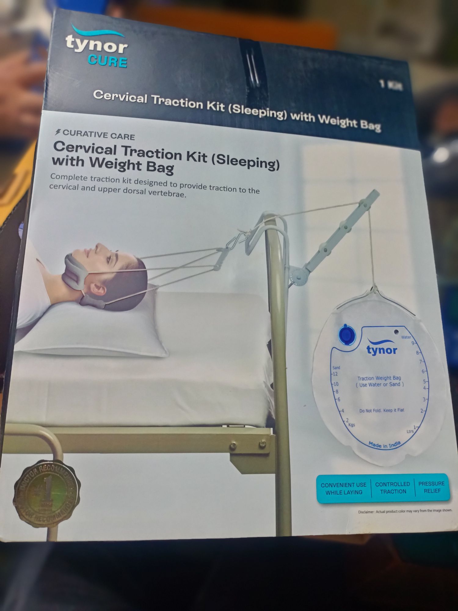 Picture of Tynor Cervical Traction Kit (Sleeping) With Weight Bag Picture of Tynor Cervical Traction Kit (Sleeping) With Weight Bag