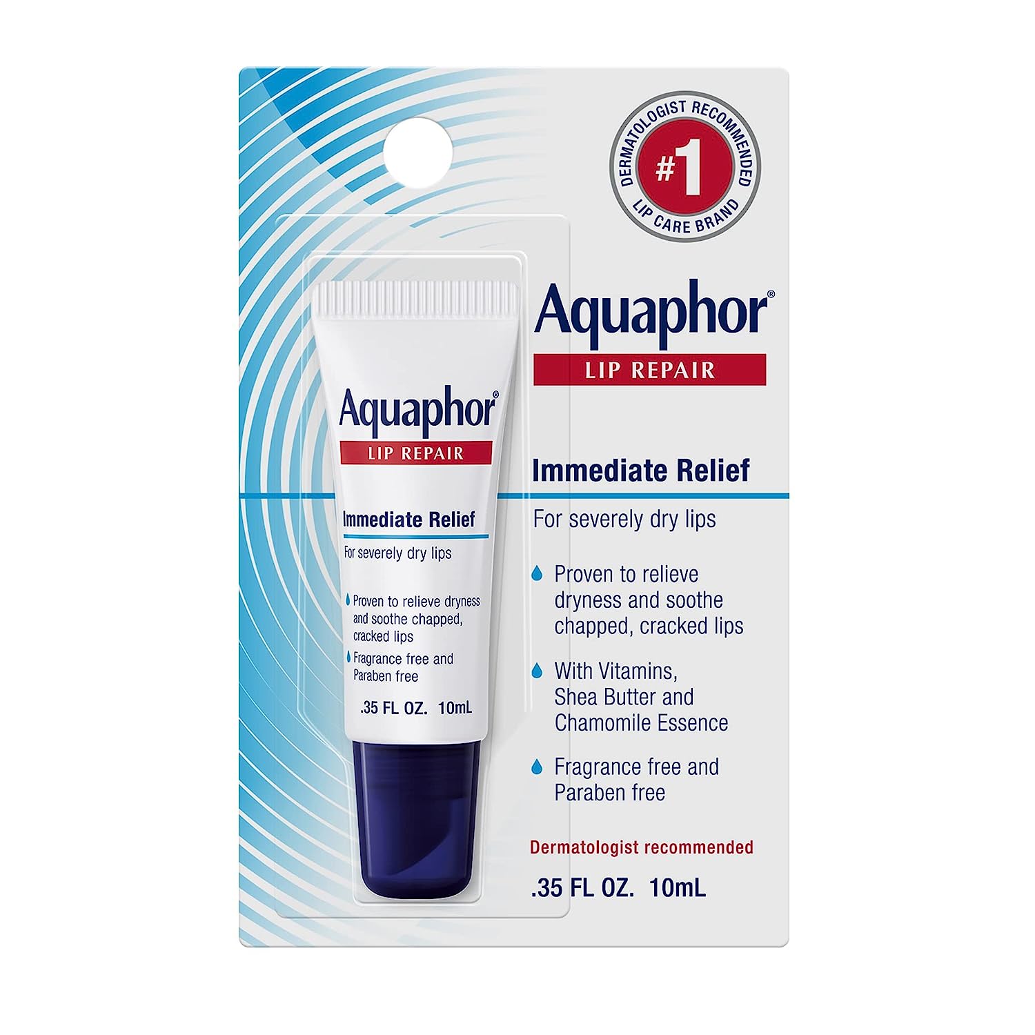 Picture of Aquaphor Lip Repair Ointment - Long-lasting Moisture to Soothe Dry Chapped Lips - .35 fl. oz. Tube