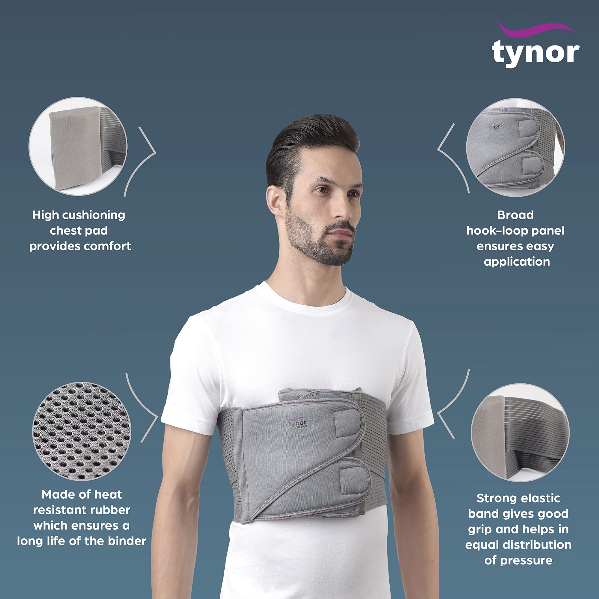 Picture of Tynor Chest Binder , Grey,1Unit Picture of Tynor Chest Binder , Grey,1Unit