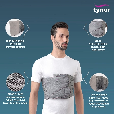 Picture of Tynor Chest Binder , Grey,1Unit Picture of Tynor Chest Binder , Grey,1Unit