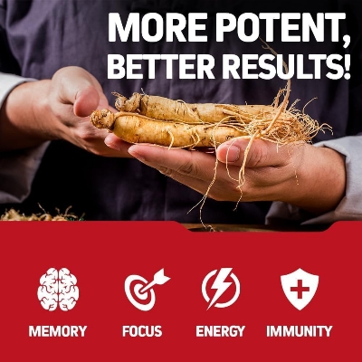 Picture of Herbtonics Korean Red Panax Ginseng 1500mg - High Potency Ginseng for Energy, Performance & Immune Support for Men & Women - Ginseng Root Extract Powder Supplement for Focus and Vitality -120 Capsules