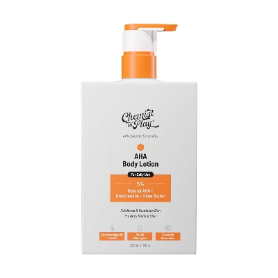 Picture of Chemist At Play AHA Body Lotion with 5% Natural AHA, Niacinamide, Shea Butter | For Exfoliating Dry & Dead Skin Cells, Deep Nourishment & Radiant Skin | Skin Brightening Lotion | 236ml