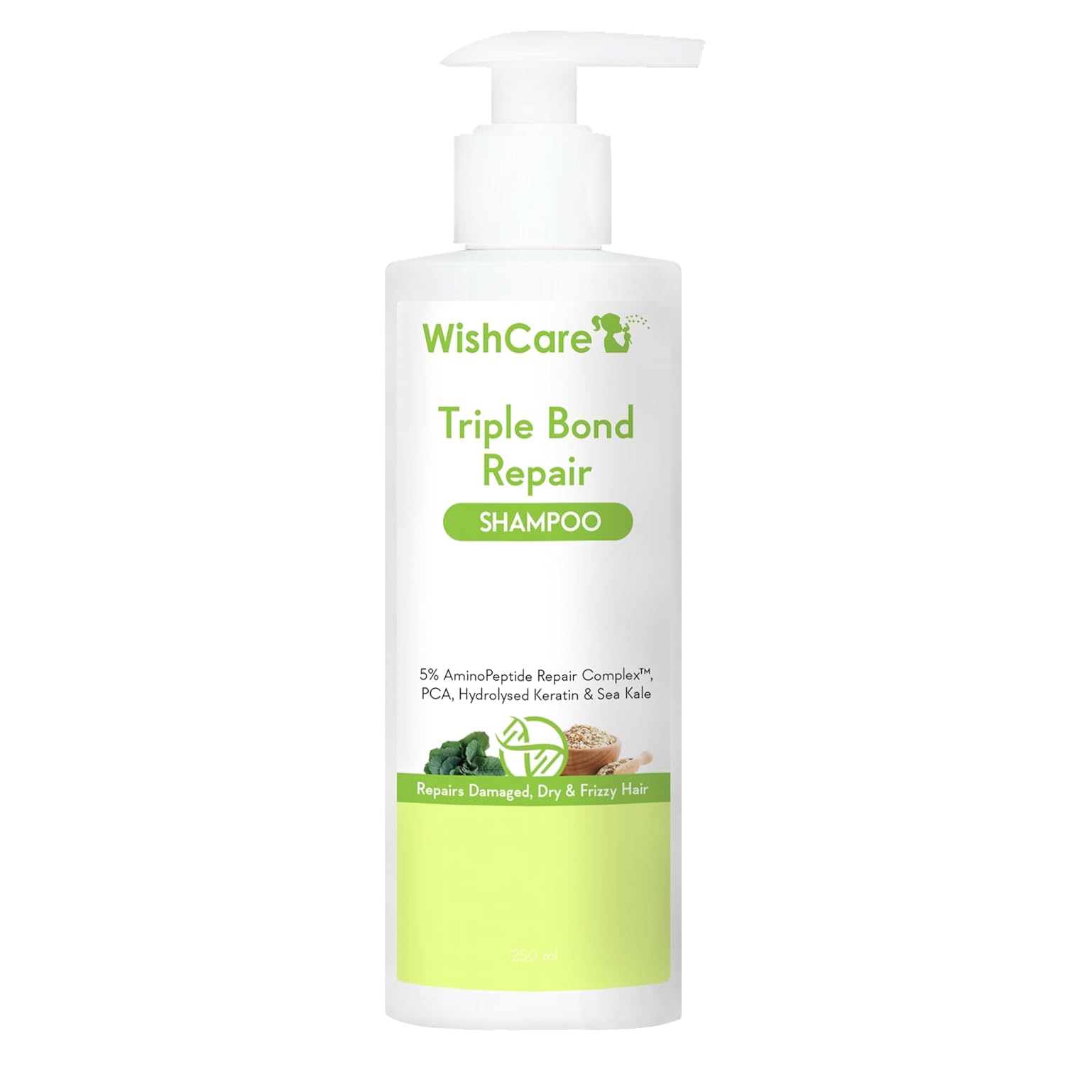 Picture of WishCare Triple Bond Repair Shampoo - 5% AminoPeptide Complex & PCA - Repairs Damaged & Frizzy Hair 250ml