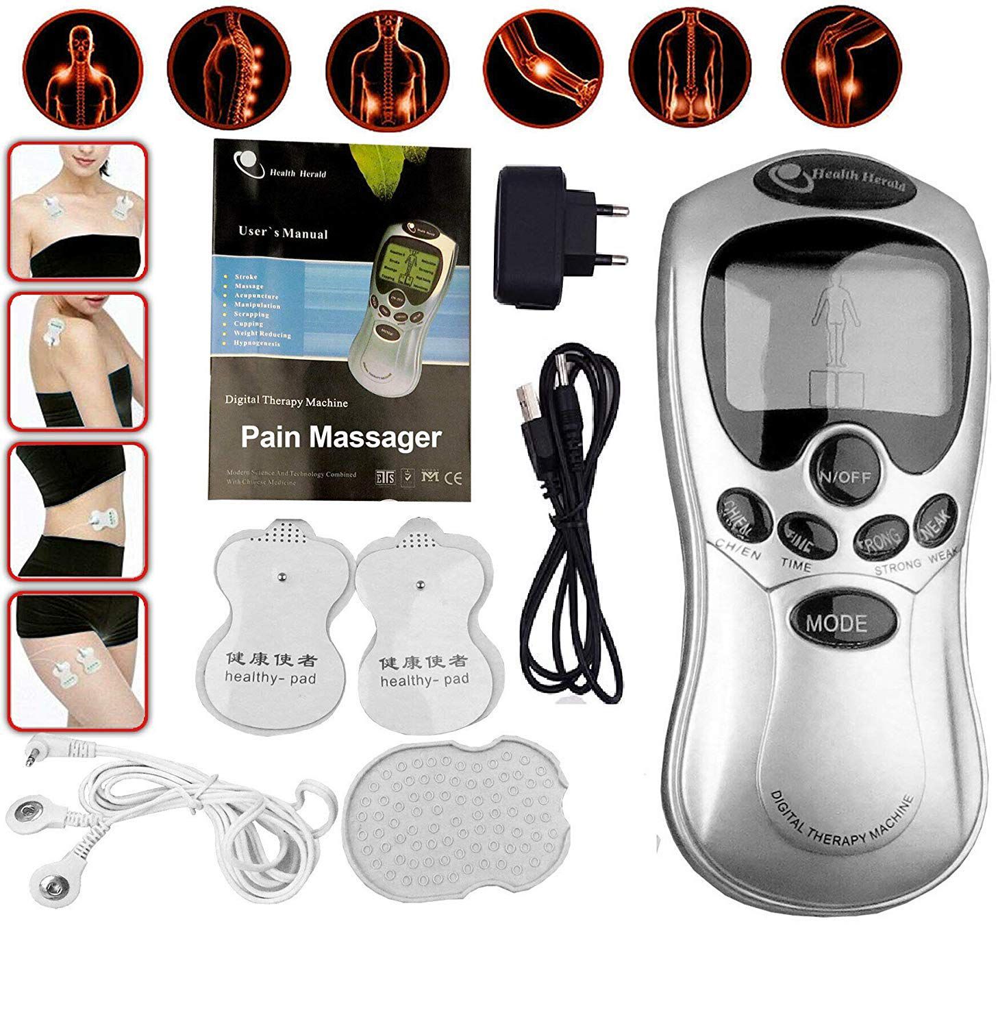 Picture of 8 Models Electric herald Tens Muscle Stimulater Ems Acupuncture Body Massage Digital Therepy Machine  Electrostimulator
