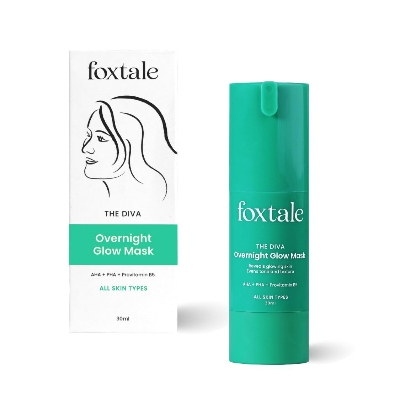 Picture of Foxtale The Diva Over Night Glow Mask | with 4% Glycolic Acid & 3% Lactic Acid | 30 Second Facial for Salon like Brightening | Clear, Smooth & Soft Skin | Men & Women-30ml