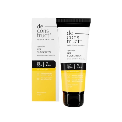 Picture of Deconstruct Face Gel Sunscreen SPF 55+ and PA+++ | Gel based sunscreen for oily skin, combination skin, normal skin | Broad spectrum sunscreen, No White Cast, Lightweight, Non greasy | Higher protection than sunscreen SPF 50 - 50g