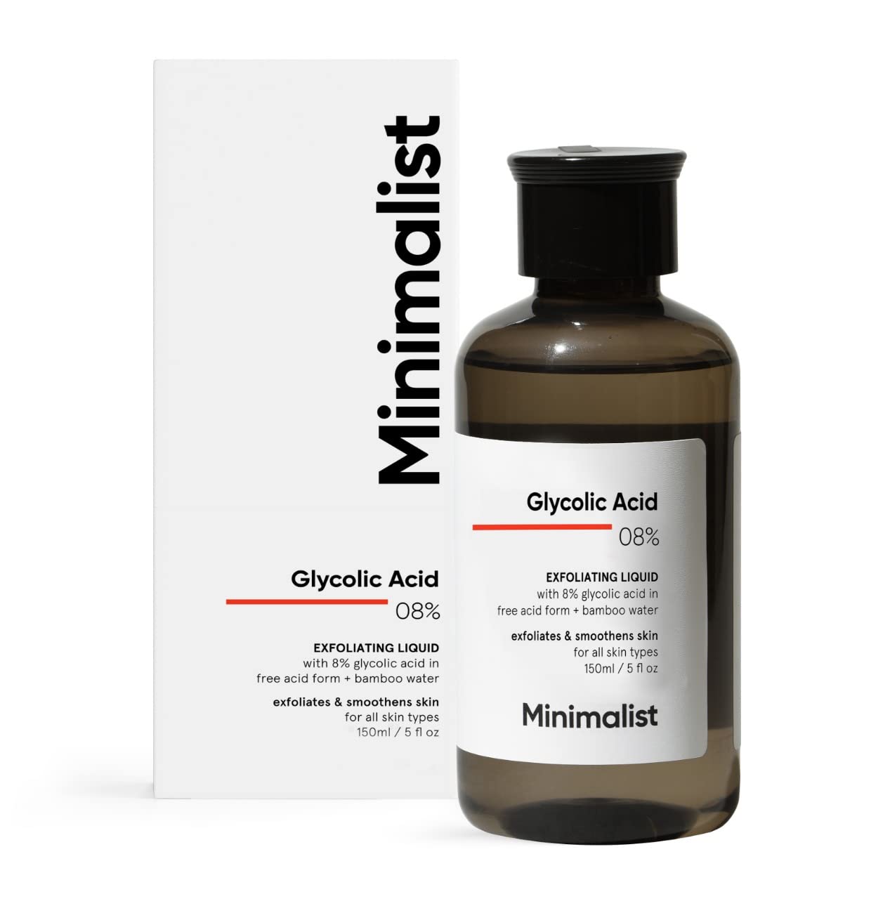 Picture of Minimalist 8% Glycolic Acid Toner For Glowing Skin | Multi-functional Exfoliating Toner With Bamboo Water for Body, Face, Underarms & Scalp | For Women & Men | 150 ml