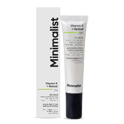 Picture of Minimalist Vitamin K + Retinal 01% Under Eye Cream | Reduces Dark Circles, Wrinkles & Fine Lines | With Caffeine for Puffiness | For Women & Men | 14 gm