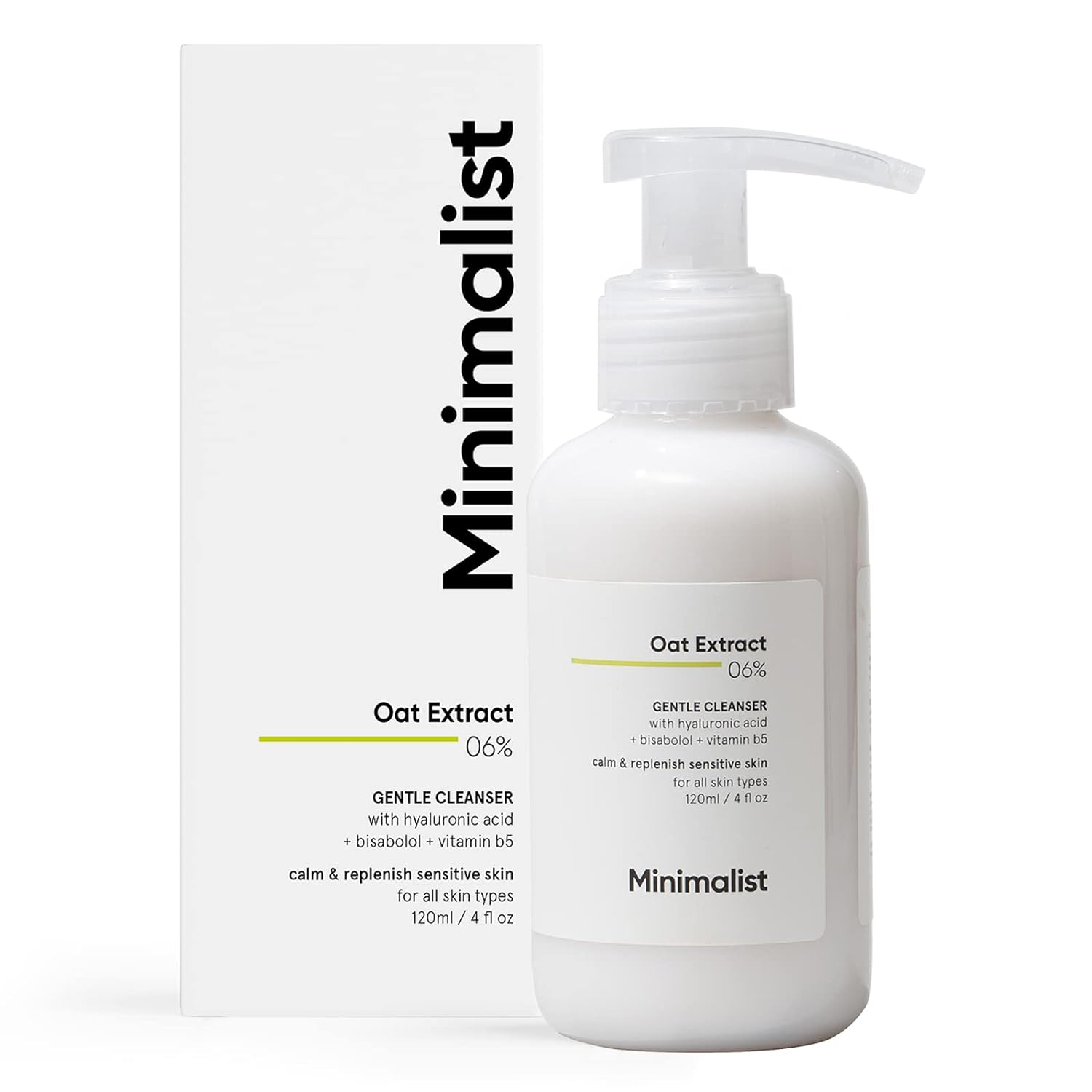 Picture of Minimalist Gentle Face Wash With 6% Oat Extract & Hyaluronic Acid For Sensitive Skin (Dry to Normal) | Sulphate Free | Non-Drying | Fragrance Free | Gentle Cleanser (120 ML)