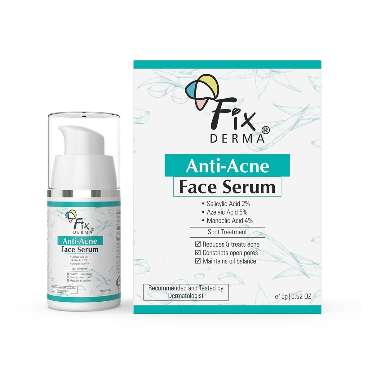Picture of Fixderma 2% Salicylic Acid Serum for Anti Acne & Spot Treatment with 5% Azelaic Acid & 4% Mandelic Acid | Anti Acne Face Serum | Face Serum for Men & Women | Face Serum for Oily Skin - 15g