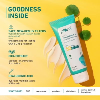 Picture of Plum Cica & Hyaluronic Acid Aqua-Light Sunscreen SPF 50 PA+++ -50 gram