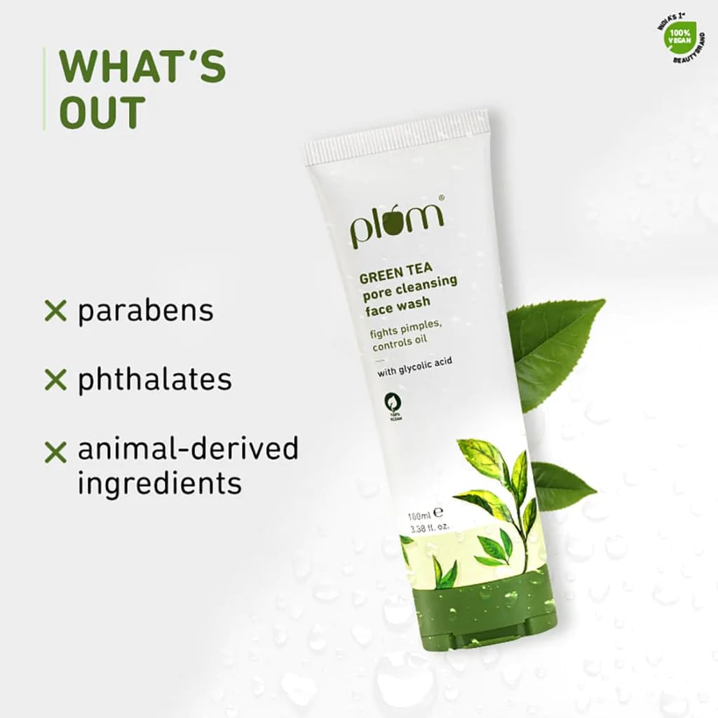 Picture of Plum Green Tea Pore Cleansing Face Wash For Oily Skin | With Glycolic Acid | Fights Acne, Controls Excess Oil | Removes Dead Skin Cells | Gentle & Non-Drying | Women & Men | 100% Vegan | 100 ml