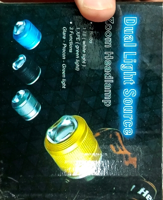 Picture of Rechargeable Led Headlight Dual Light Zoom Headlamp for using in OT Cycling BK Riding and Fishing

  