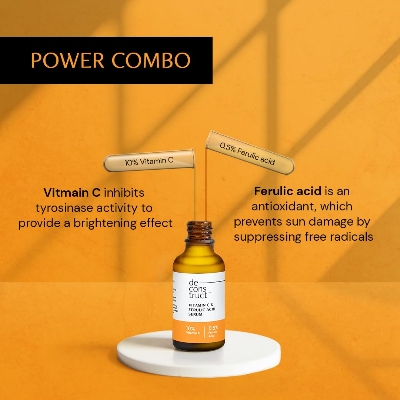 Picture of Deconstruct 10% Non-Irritating Vitamin C Face Serum For Glowing Skin|10% Vitamin C + 0.5% Ferulic Acid|Water Based Serum|Highly Stable Vitamin C Face Serum For Women And Men|Beginner Friendly|30 Ml